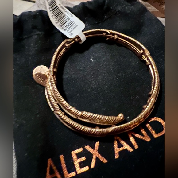 Alex and Ani Rose Gold Feather Bangle Bracelet - Picture 4 of 10